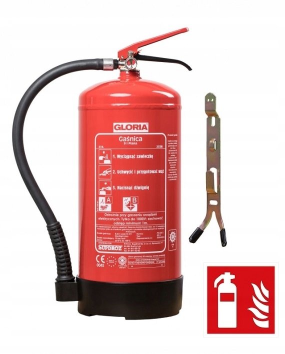 GAŚNICA DOMOWA PIANOWA 9L AB 1000V BHP + Znak gaśnica