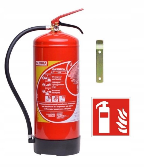 Gaśnica proszkowa 12 kg PD12 ABC GLORIA + Znak gaśnica