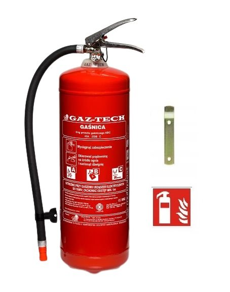 Gaśnica proszkowa GP-6 X ABC Gaz Tech + Znak gaśnica