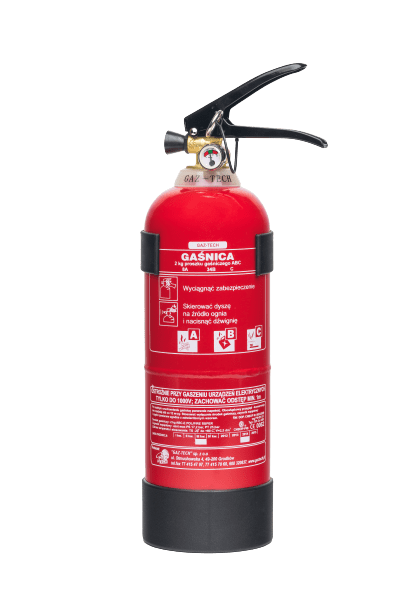 Gaśnica proszkowa 2 kg z wieszakiem Gaz Tech do 245kV